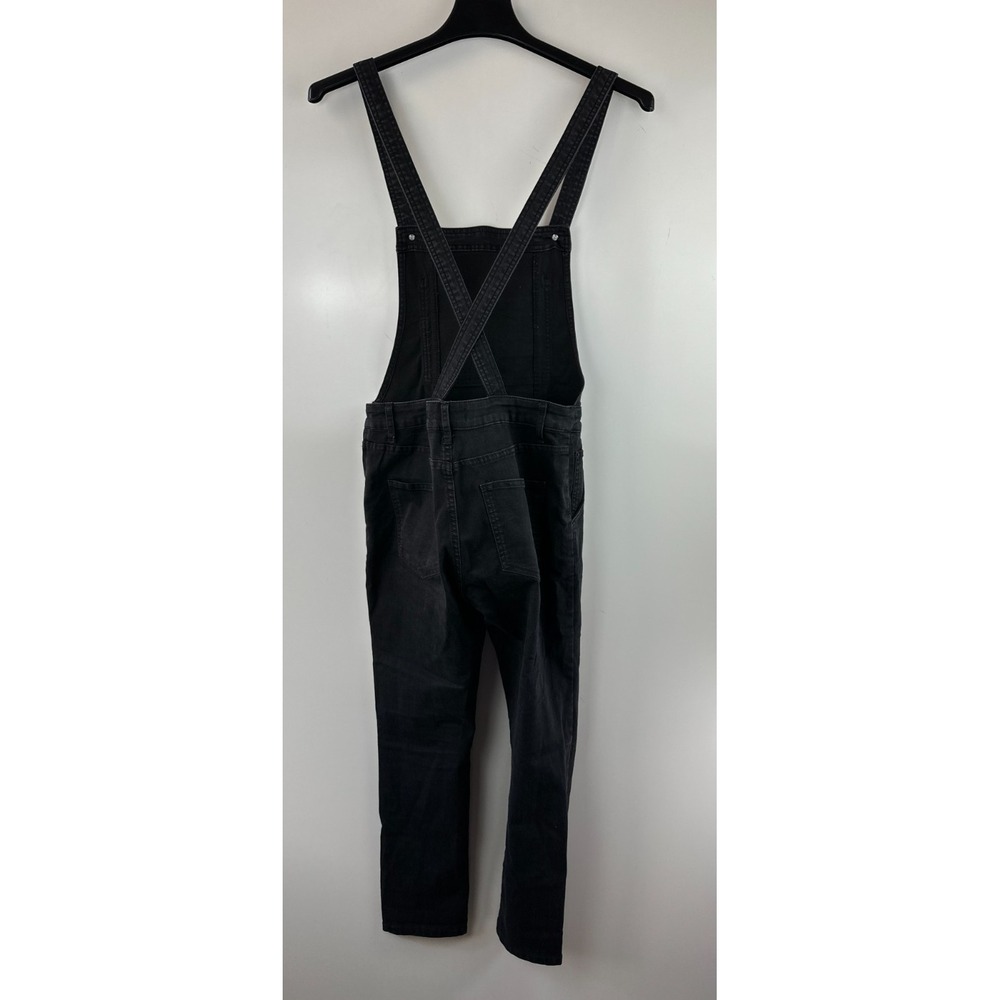 Free People Washed Black Denim Overalls One-Piece Size 28 Strappy Faded Pockets - Picture 16 of 16